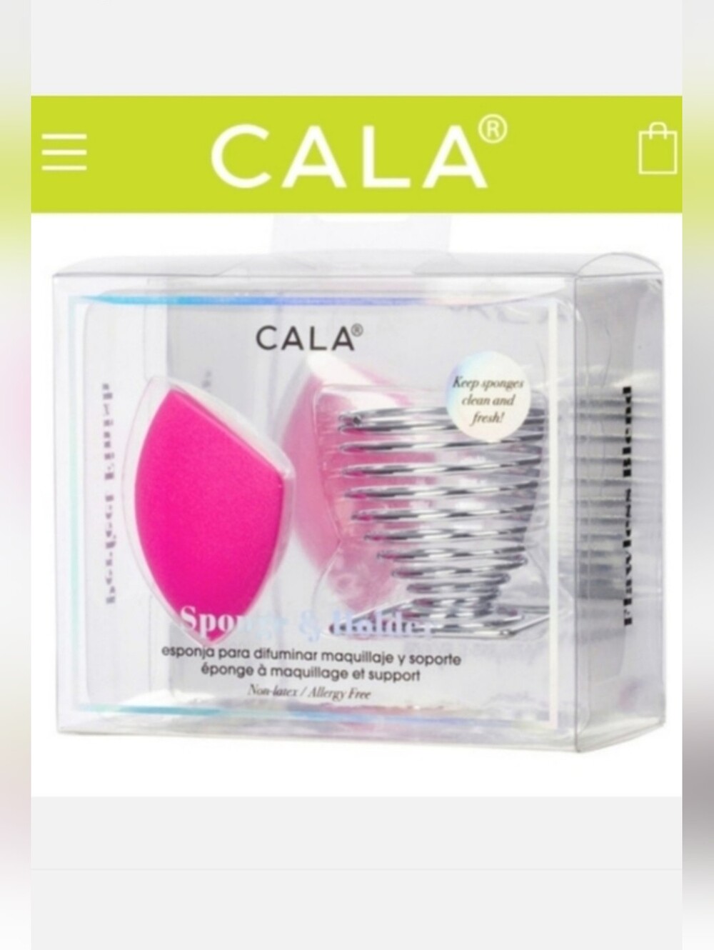 CALA Hot Pink Pro Blender Makeup Sponge & Holder Stand Set NWT